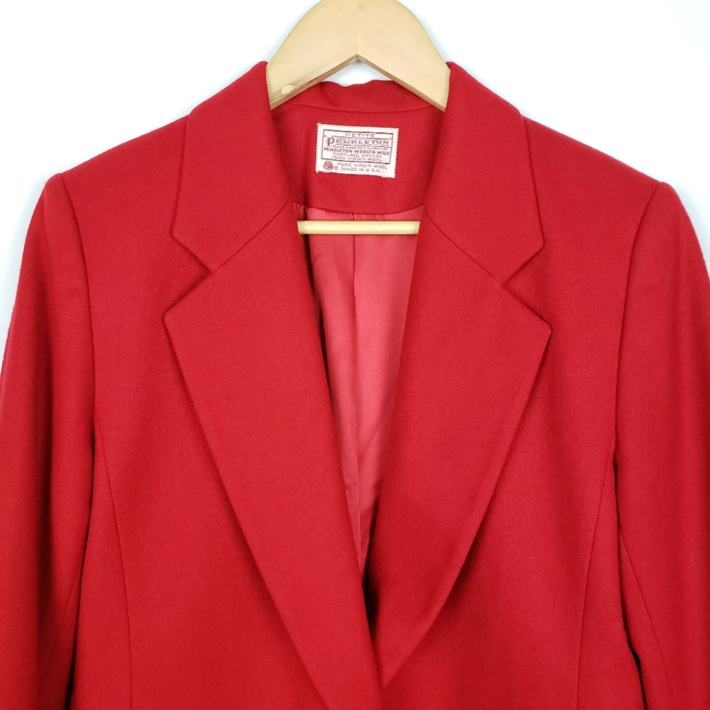 Pendleton Blazer Classic Red One Button Wool Blaz… - image 2